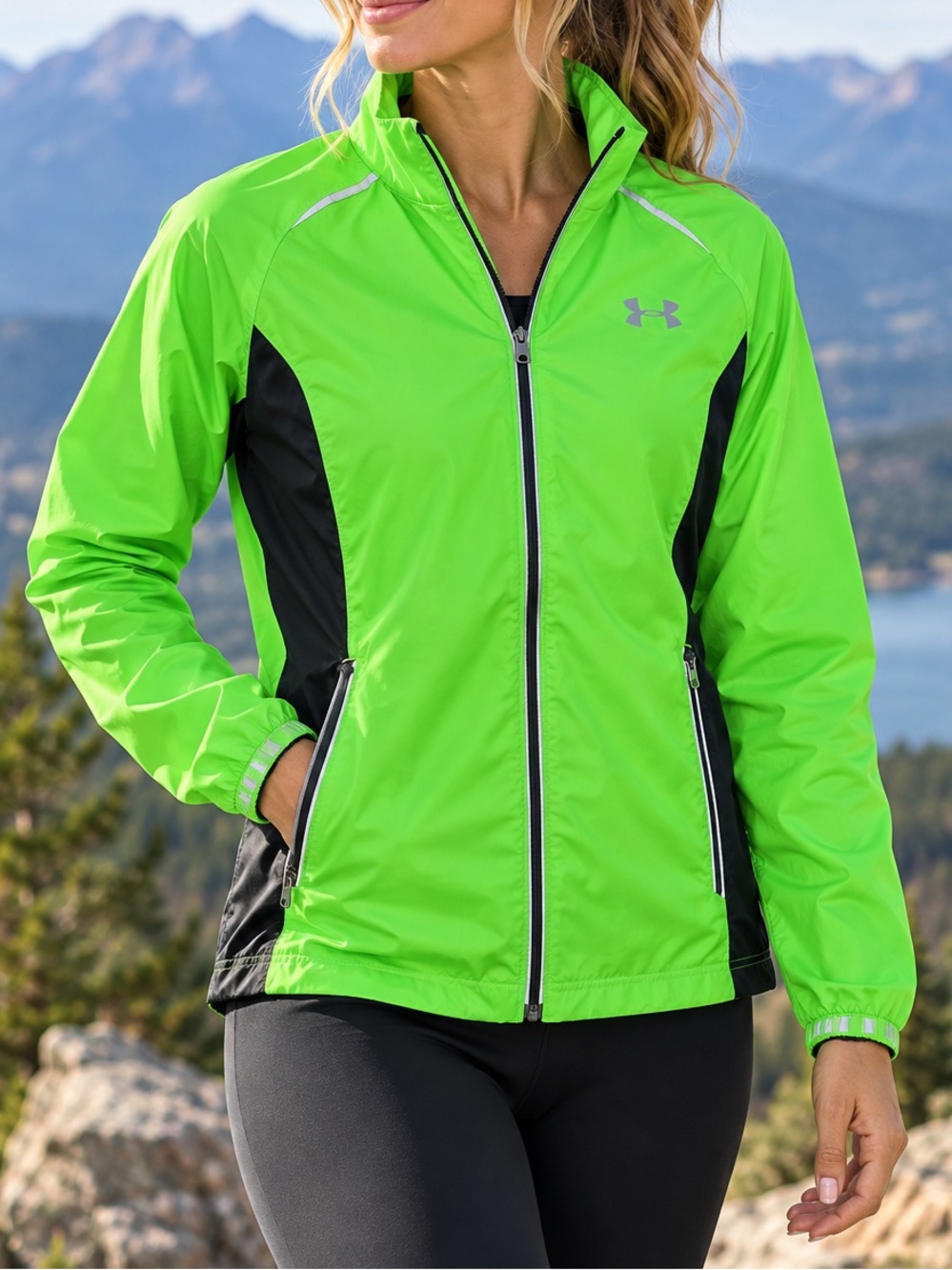 Under Armour Run Neon Green Reflective Running Jacket Size S